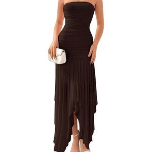 Elegant Black Strapless Evening Dress